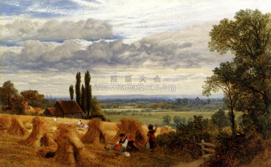 Hulme Frederick William Harvesting Near Newark Priory Ripley Surrey - 弗雷德里克·威廉·休谟